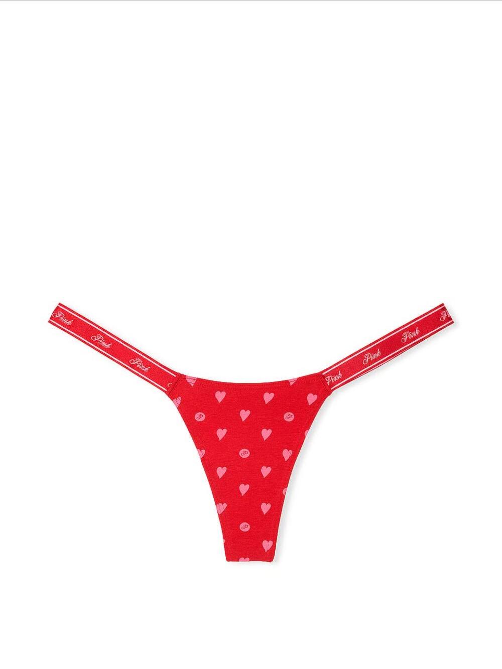LOGO тонке PINK HIGH-LEG стрінги розмір L Bright Vermillion Heart Dot Print