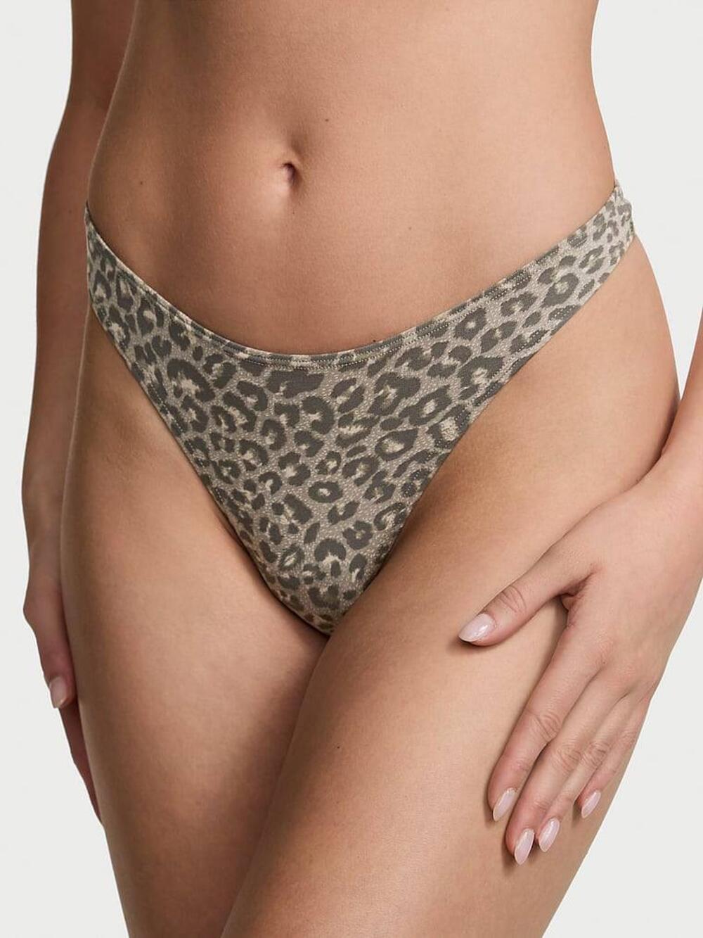 Cotton Thong Panty Розмір L Dove Grey Leopard