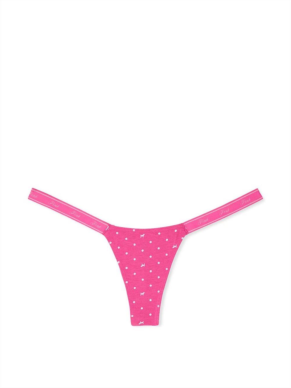 LOGO тонке PINK HIGH-LEG стрінги розмір L Pink Gossip Dot Dog Print 77WS