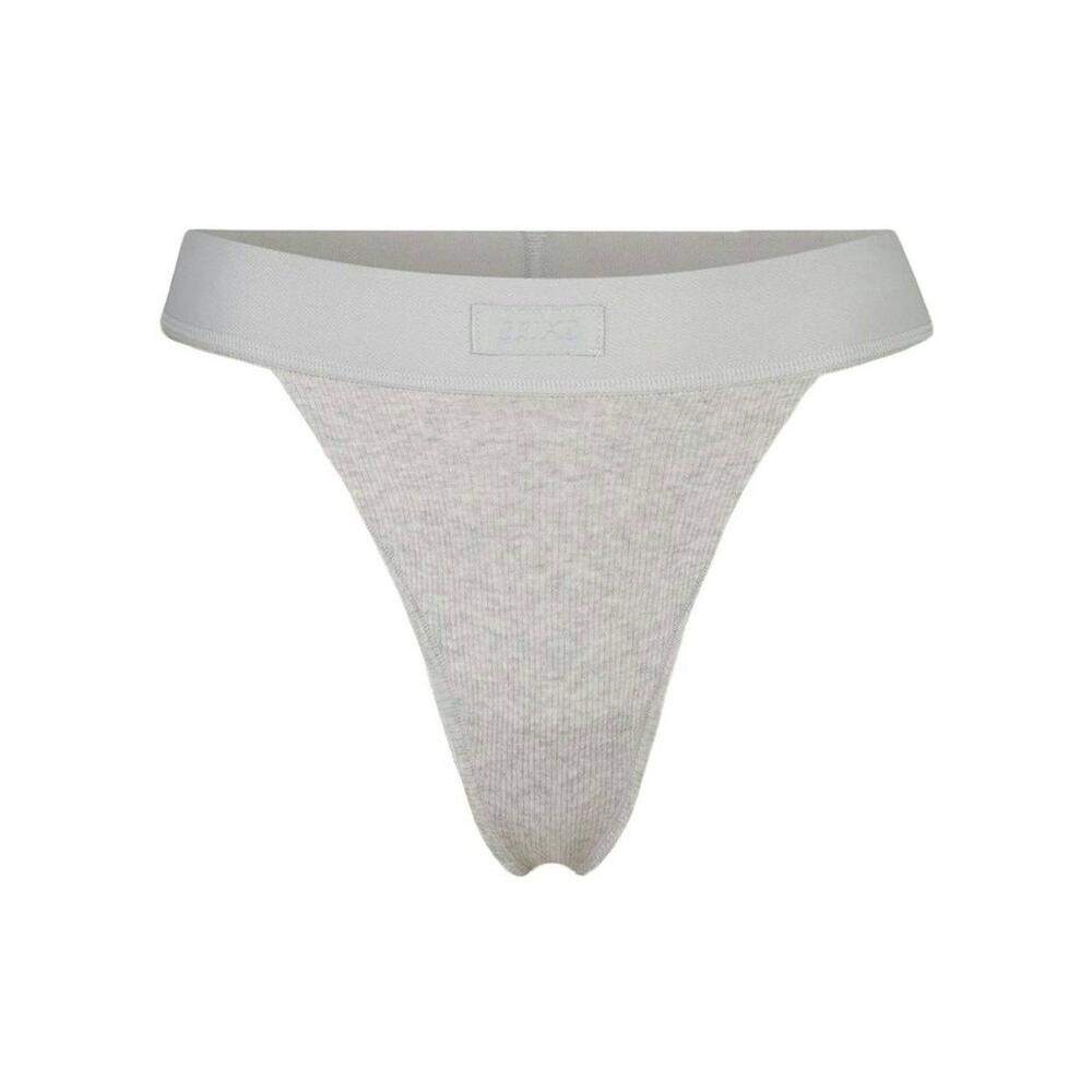 Трусики cotton rib thong Light heather grey, S