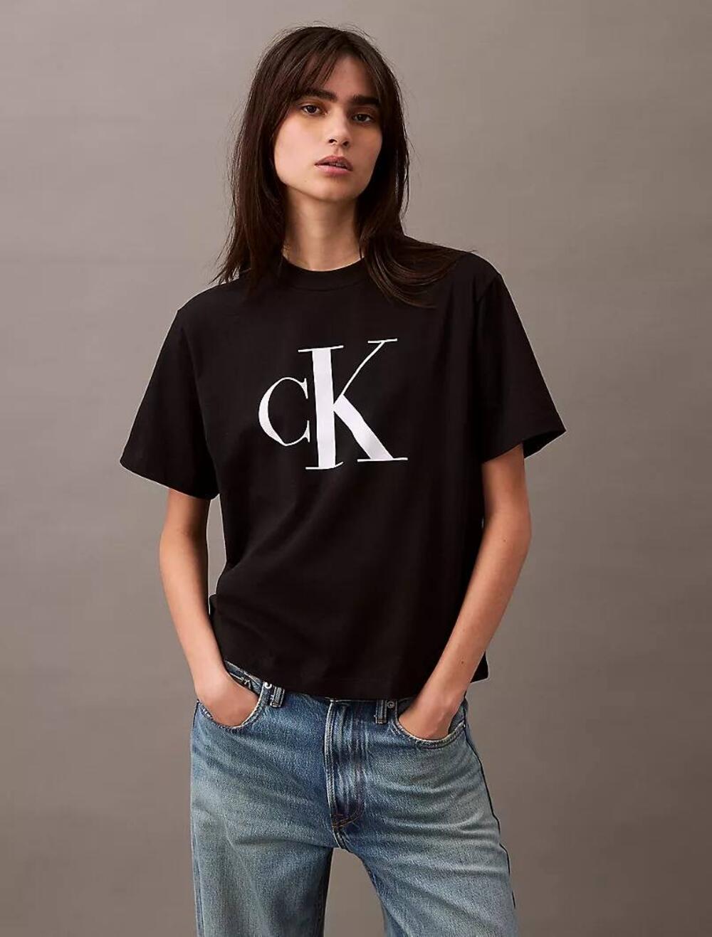 Monogram Logo Boxy T-Shirt Розмір L, Black Beauty