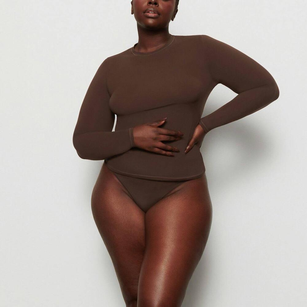 Fits everybody long sleeve t-shirt Cocoa, XS