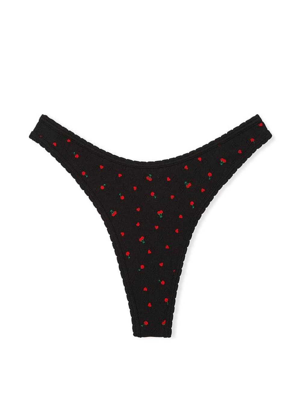Cotton Thong Panty Розмір L Heart Pointelle | Pure Black Pointelle 2ZUO
