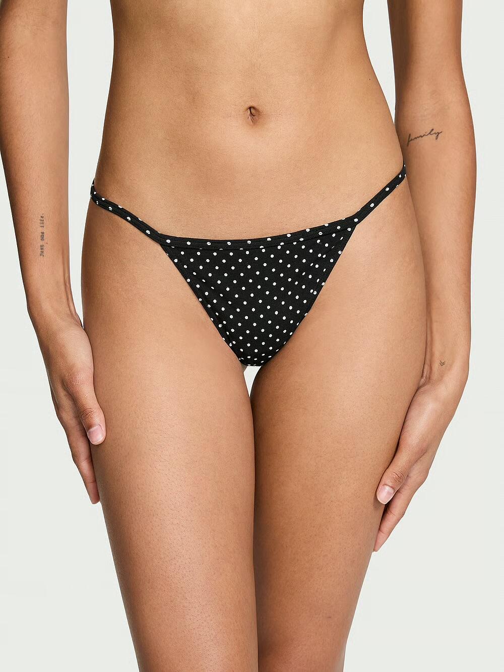 Stretch Cotton V-String Розмір М Black & White Dots (4X40)