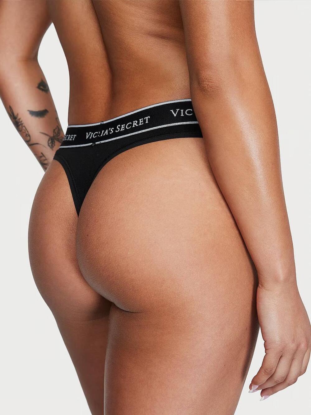 Трусики стрінги Logo Cotton VS розмір L Black