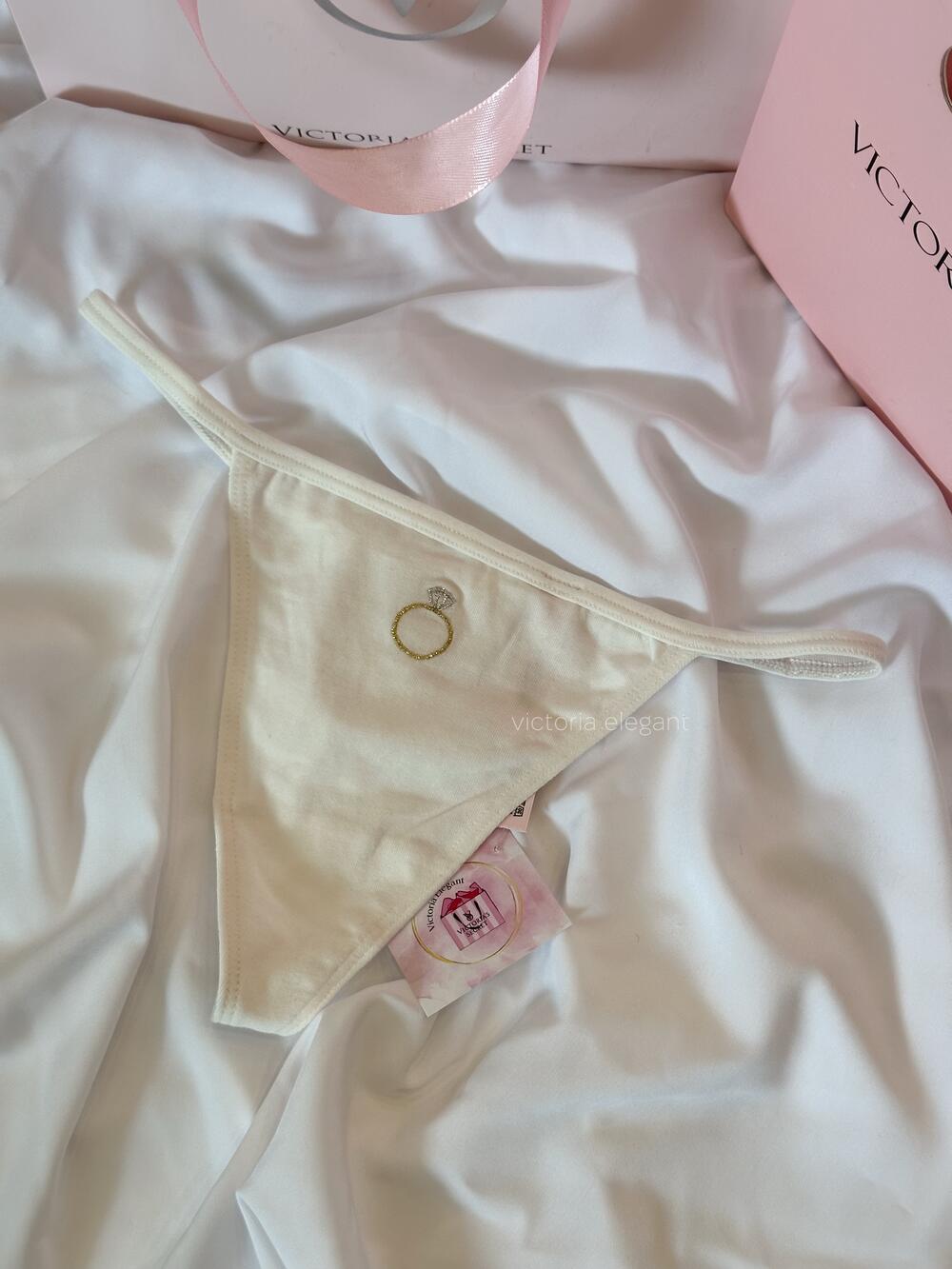 Stretch Cotton V-String Розмір М White