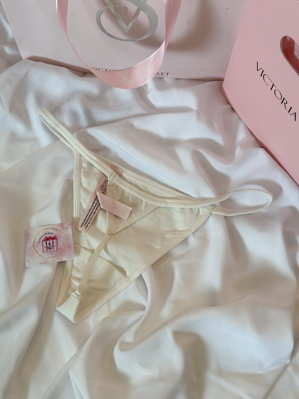 Stretch Cotton V-String Розмір М White