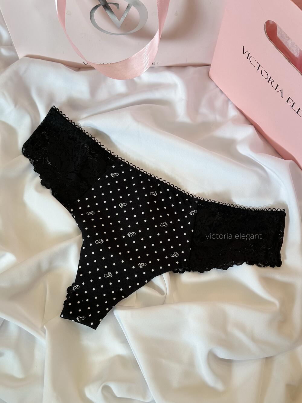 Безшовні PINK стрінги розмір M Black Dots 5TPA