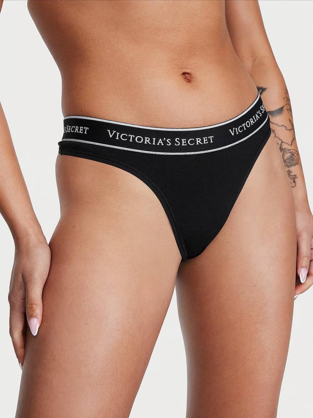 Трусики стрінги Logo Cotton VS розмір L Black