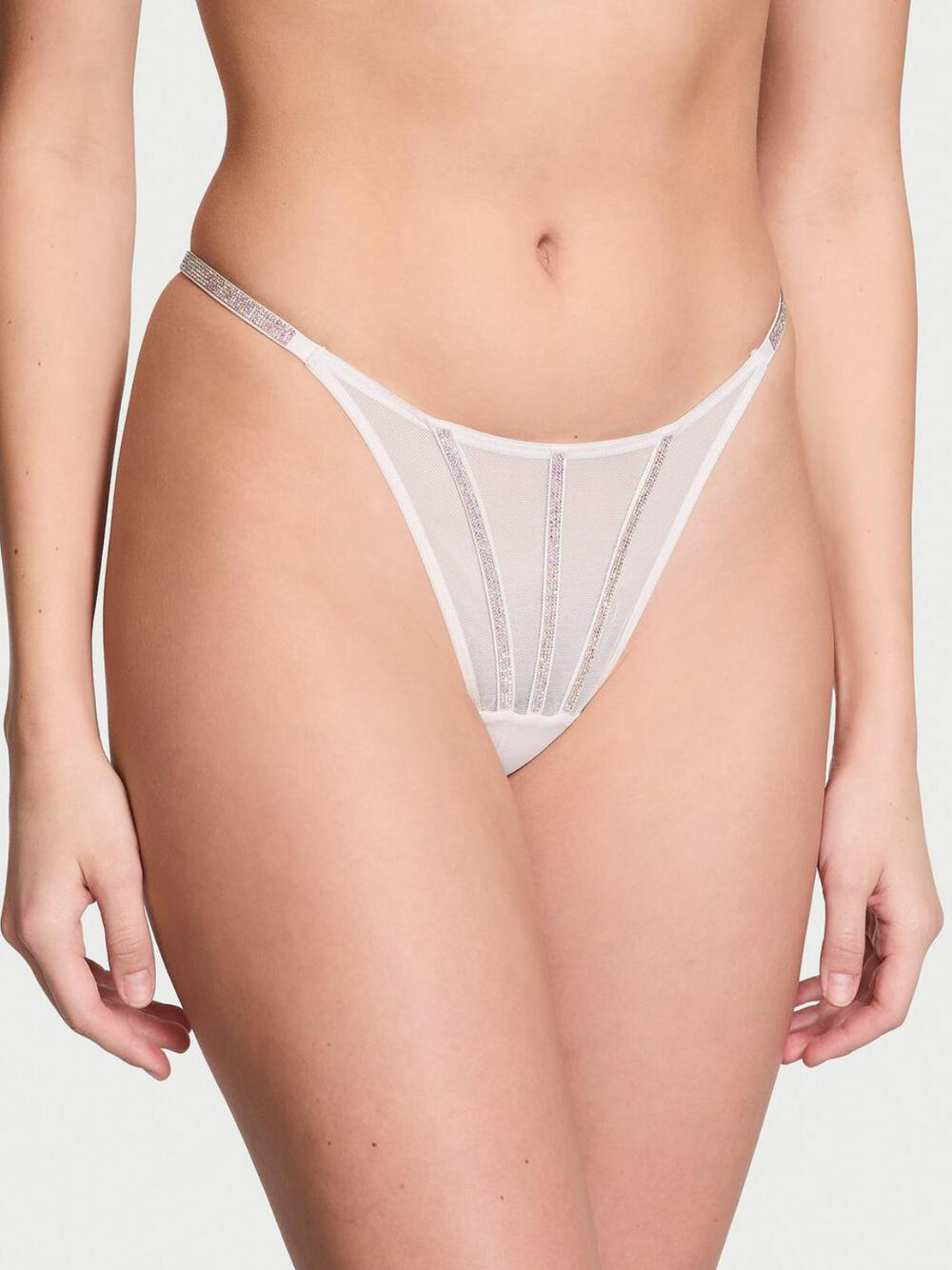 Sheer Shine Thong Panty Розмір М White