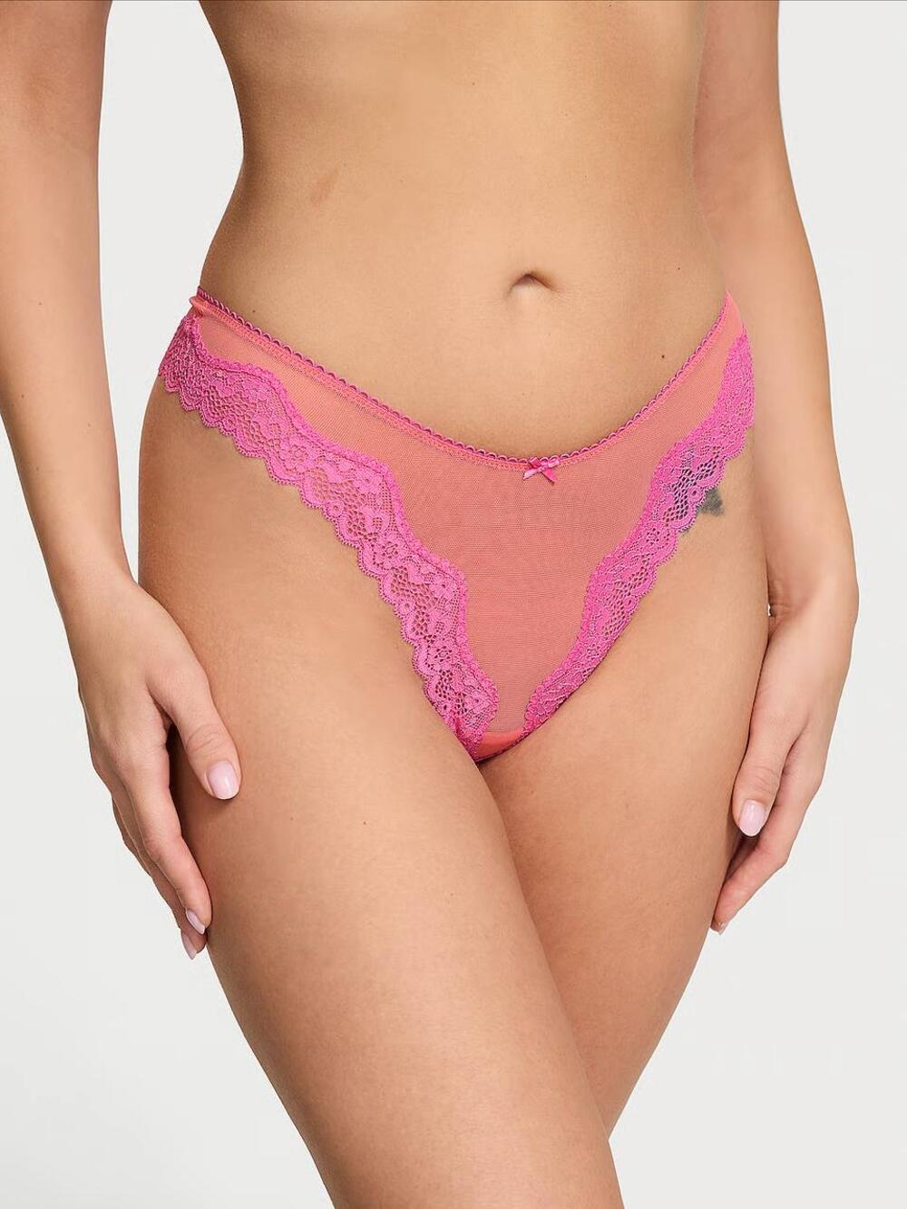 Tease Mesh Lace-Trim Розмір S Coral & New Peony(72ZE)