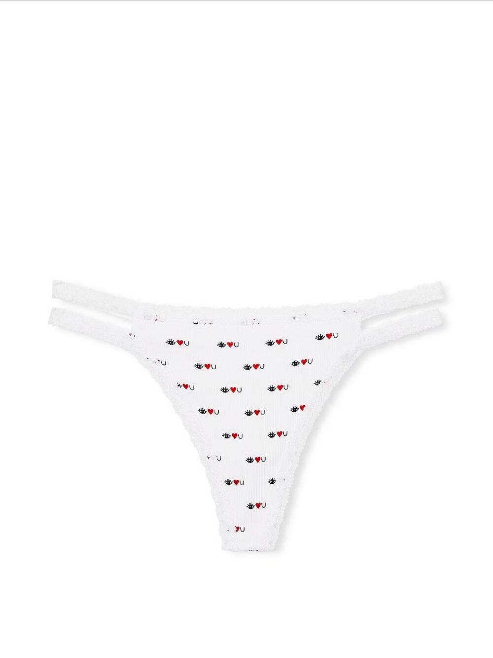 Wink Strappy стрінги розмір М White Eye Heart You Print (72DY)