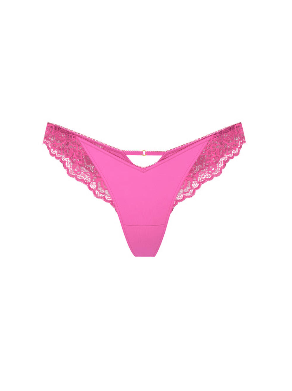 Rose Lace-Trim High-Leg Thong Panty Lace Trim Розмір М Ultra Pink 00T2