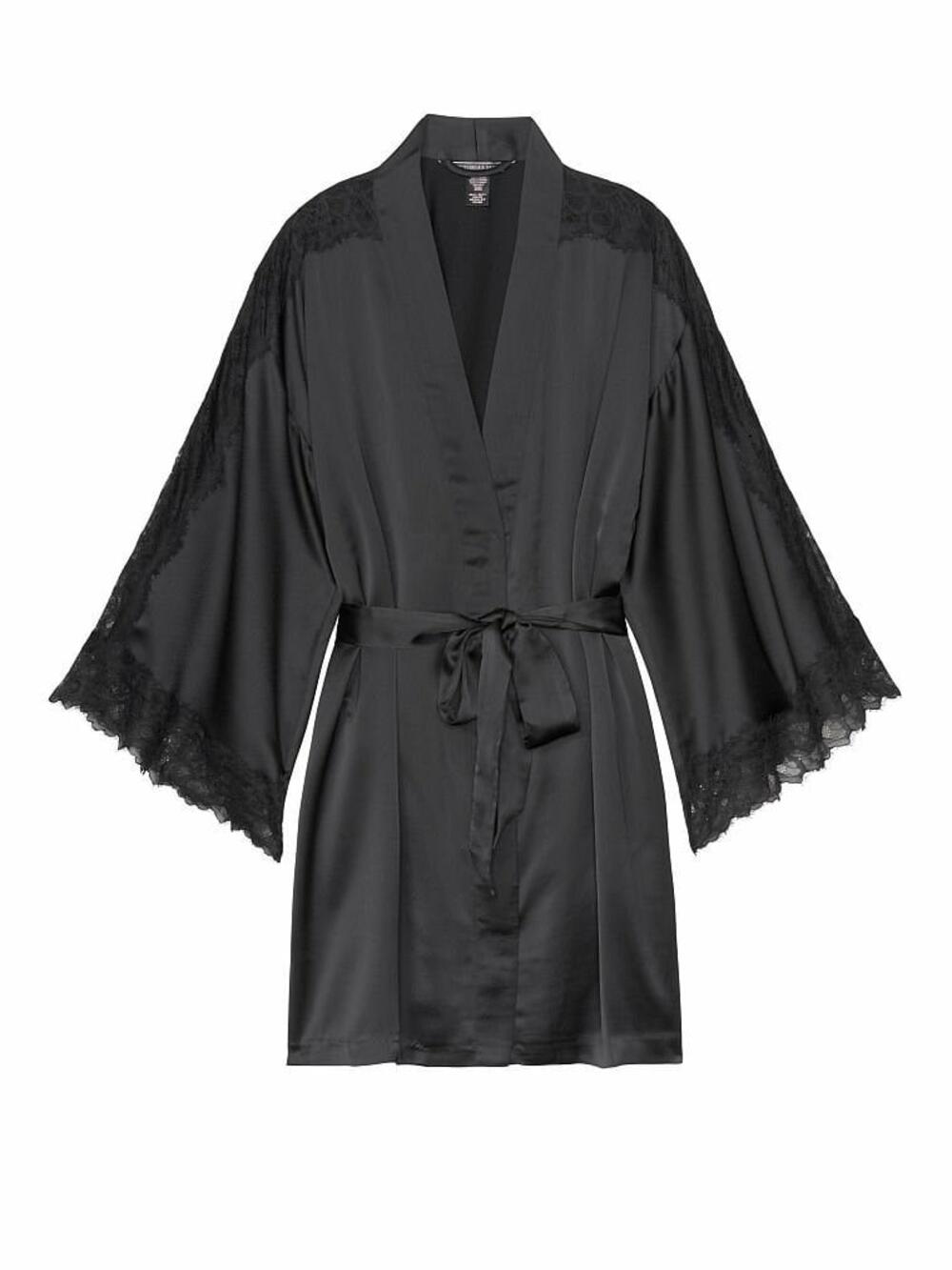 Халатик Flounce Robe чорний, Розмір М/Л