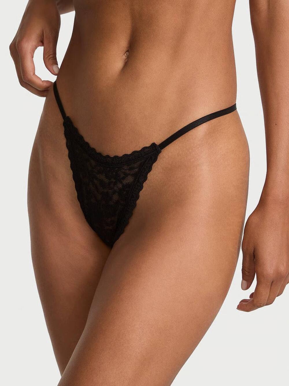 Lace String Thong Panty Розмір С Black 54A2