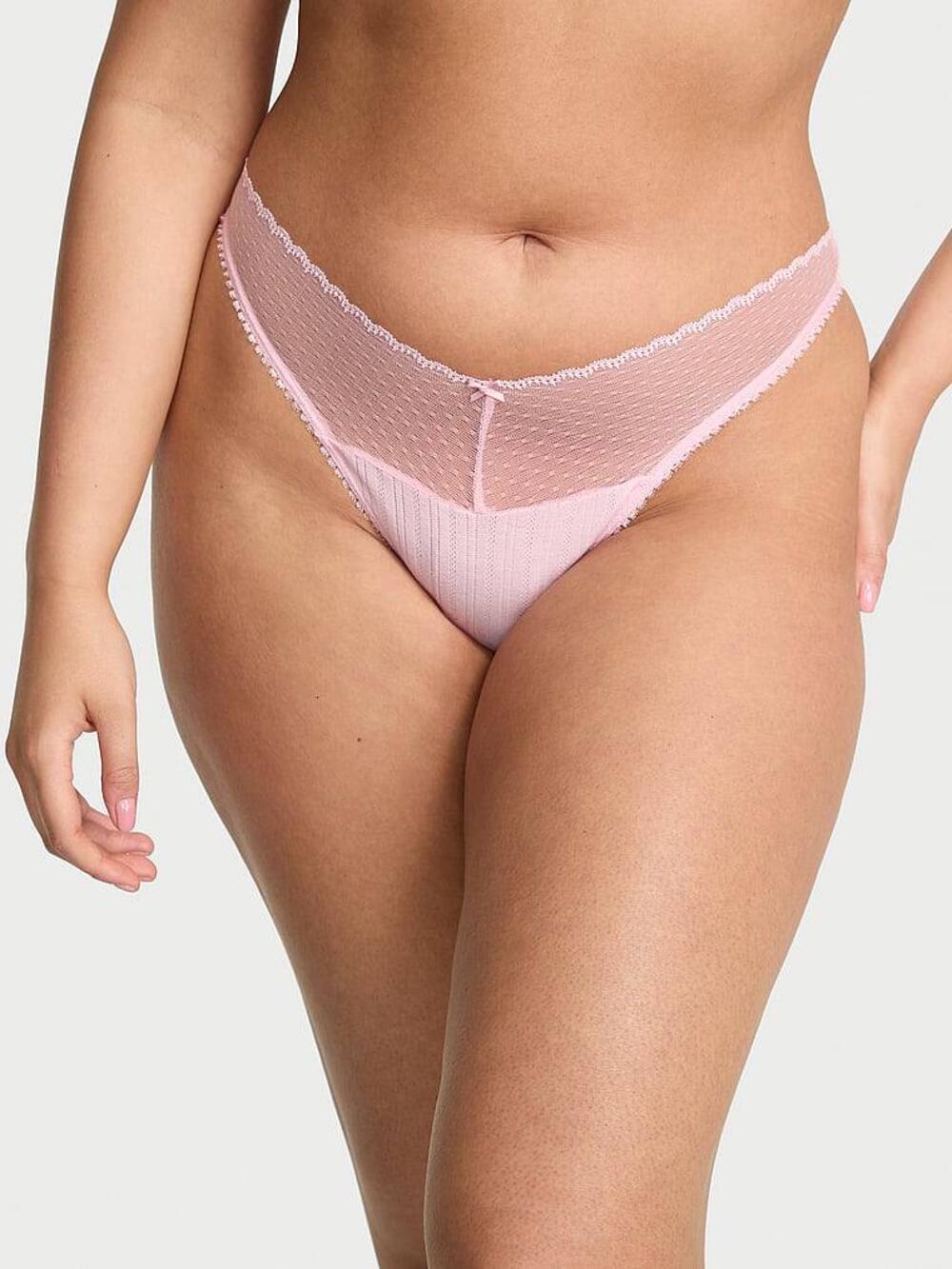 Stretch Pointelle High-Leg Scoop Thong Panty Розмір С Pretty Blossom (3MQ4)