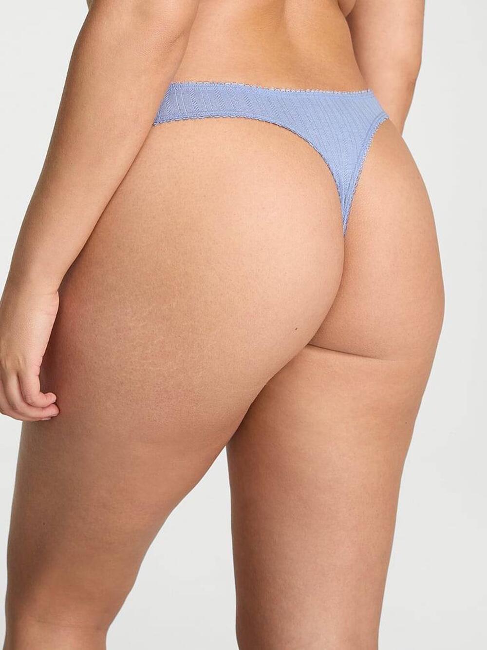 Stretch Pointelle High-Leg Scoop Thong Panty Розмір С Light Lavender (04P4)
