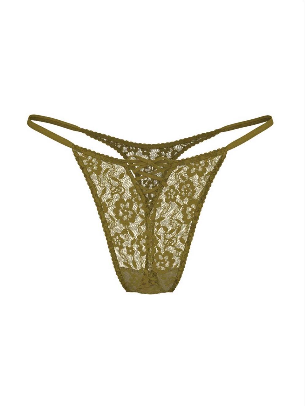 Lacie Lace-Up Bow String Thong Panty Розмір М Green Chameleon (2DMR)