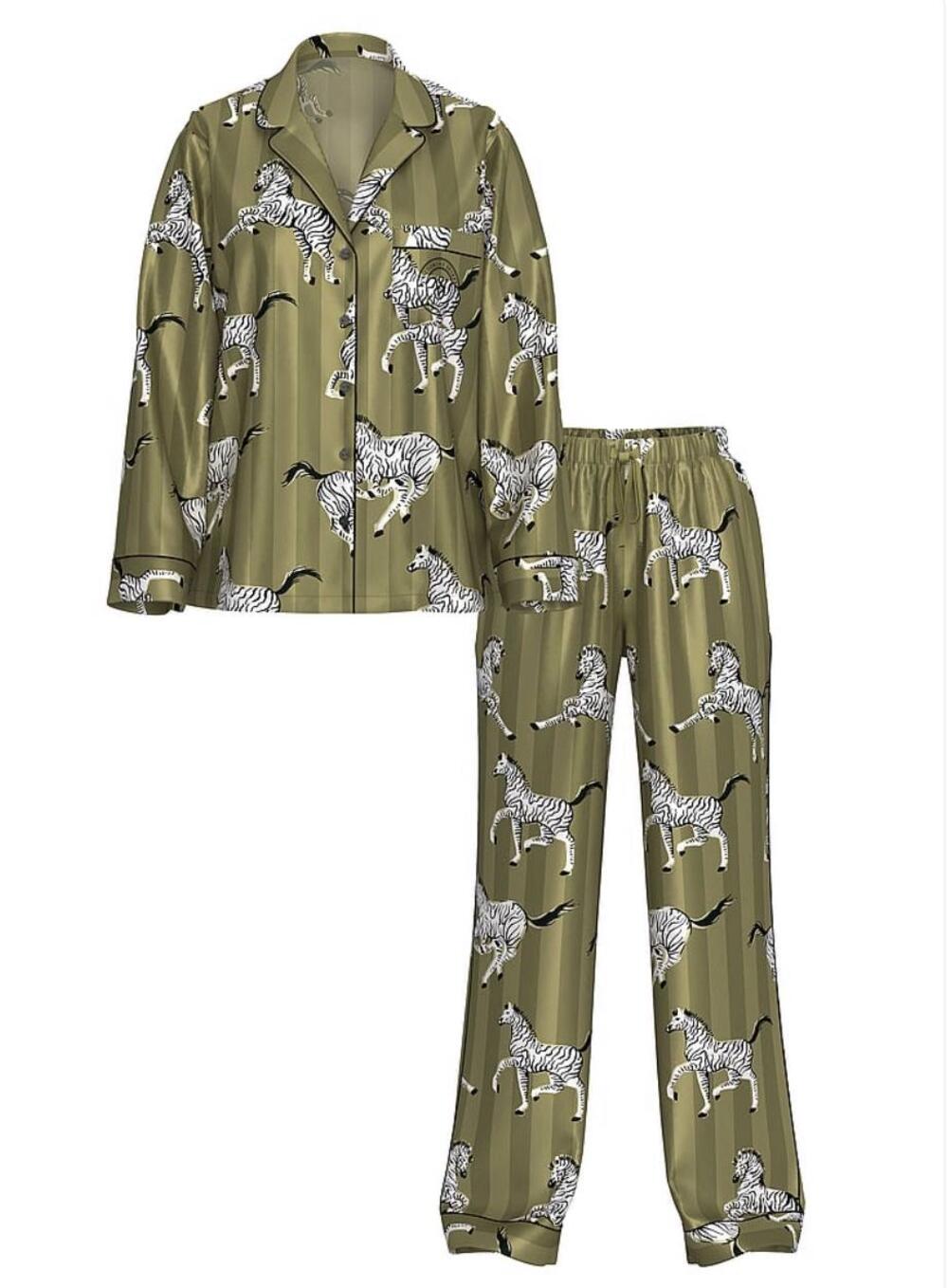 Сатинова піжама зі штанцями Green Chamelon Dancing Zebras (7DMQ), XS regular
