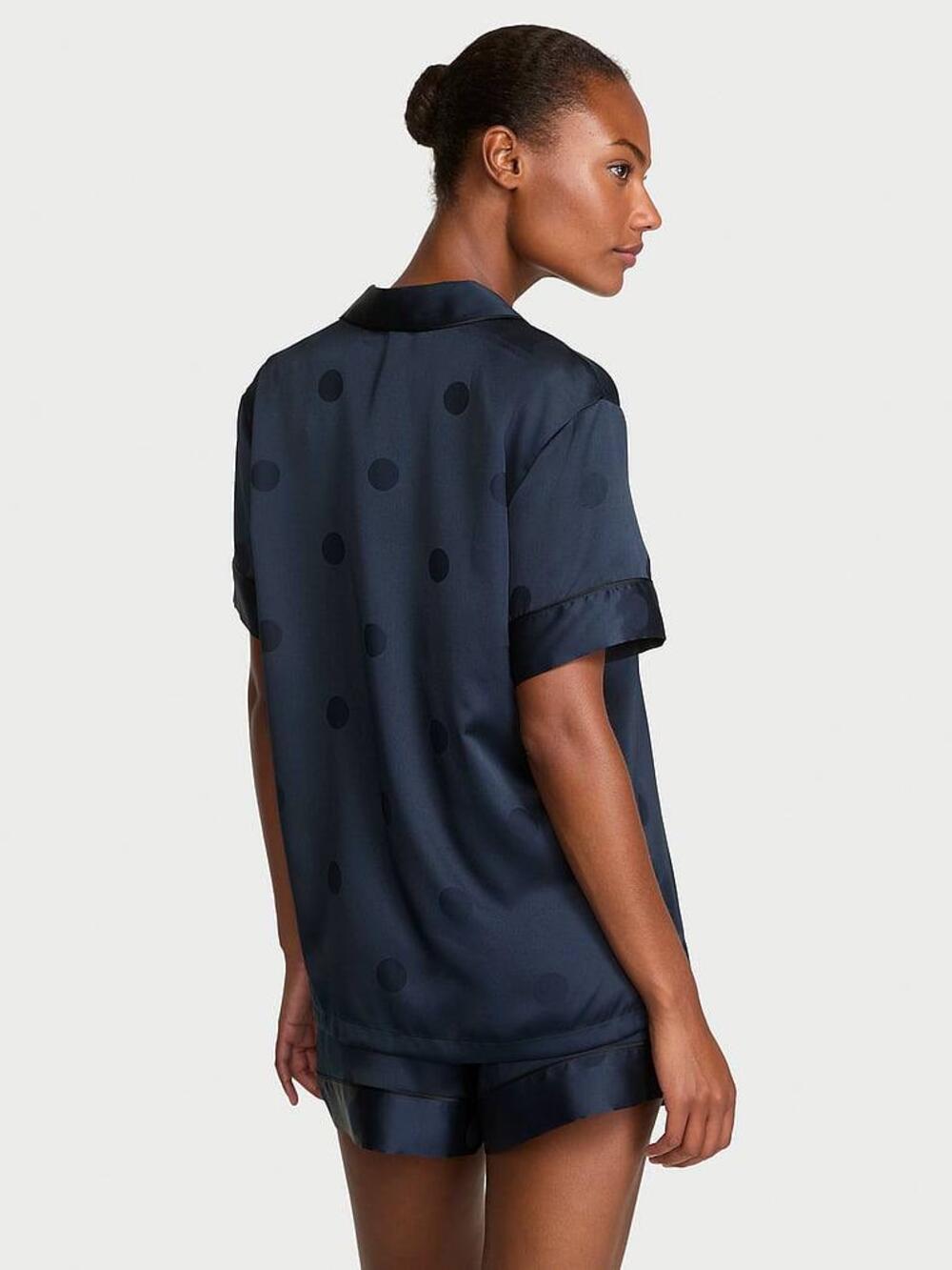 Cатинова піжама з шортами Large Dot Dark Twilight Jacquard (95L7), Розмір М