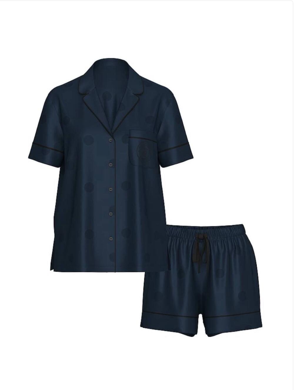 Cатинова піжама з шортами Large Dot Dark Twilight Jacquard (95L7), Розмір М