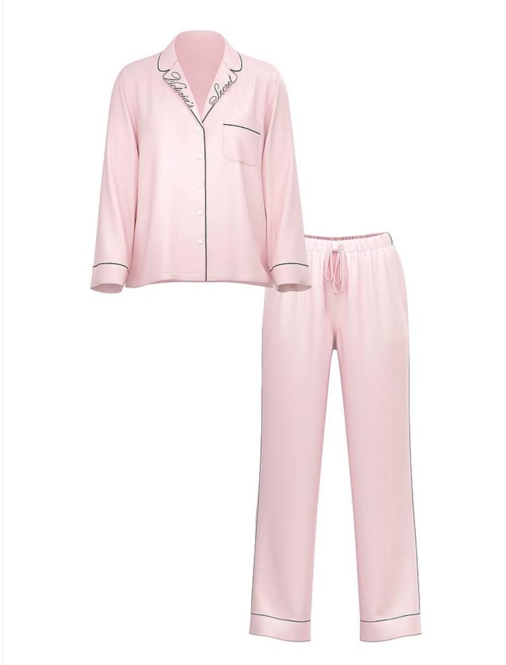 Сатинова піжама зі штанцями Angel Pink W Collar Embroidery (75AM), M regular