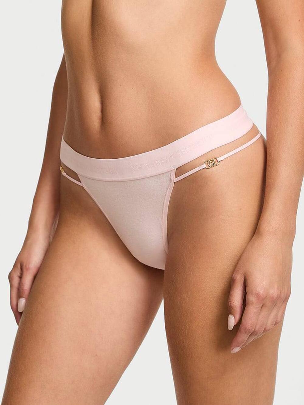 Logo Cotton Strappy Thong Panty Розмір С Angel Pink 2HMN