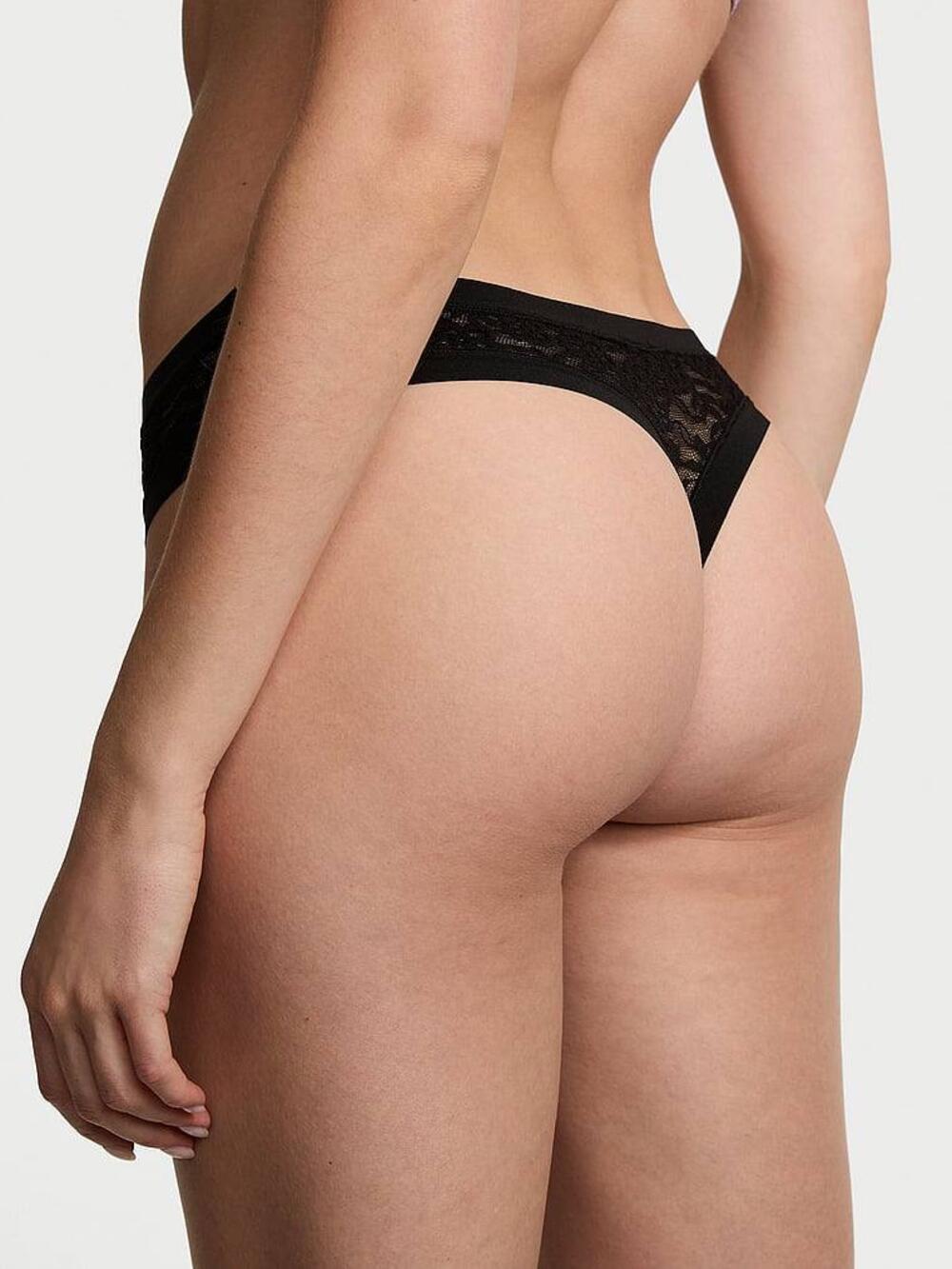 No-Show Lace Thong Panty Розмір С Black 54A2