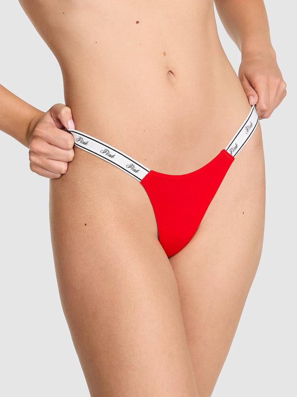 LOGO тонке PINK HIGH-LEG стрінги S Bright Vermillion (92Q4)