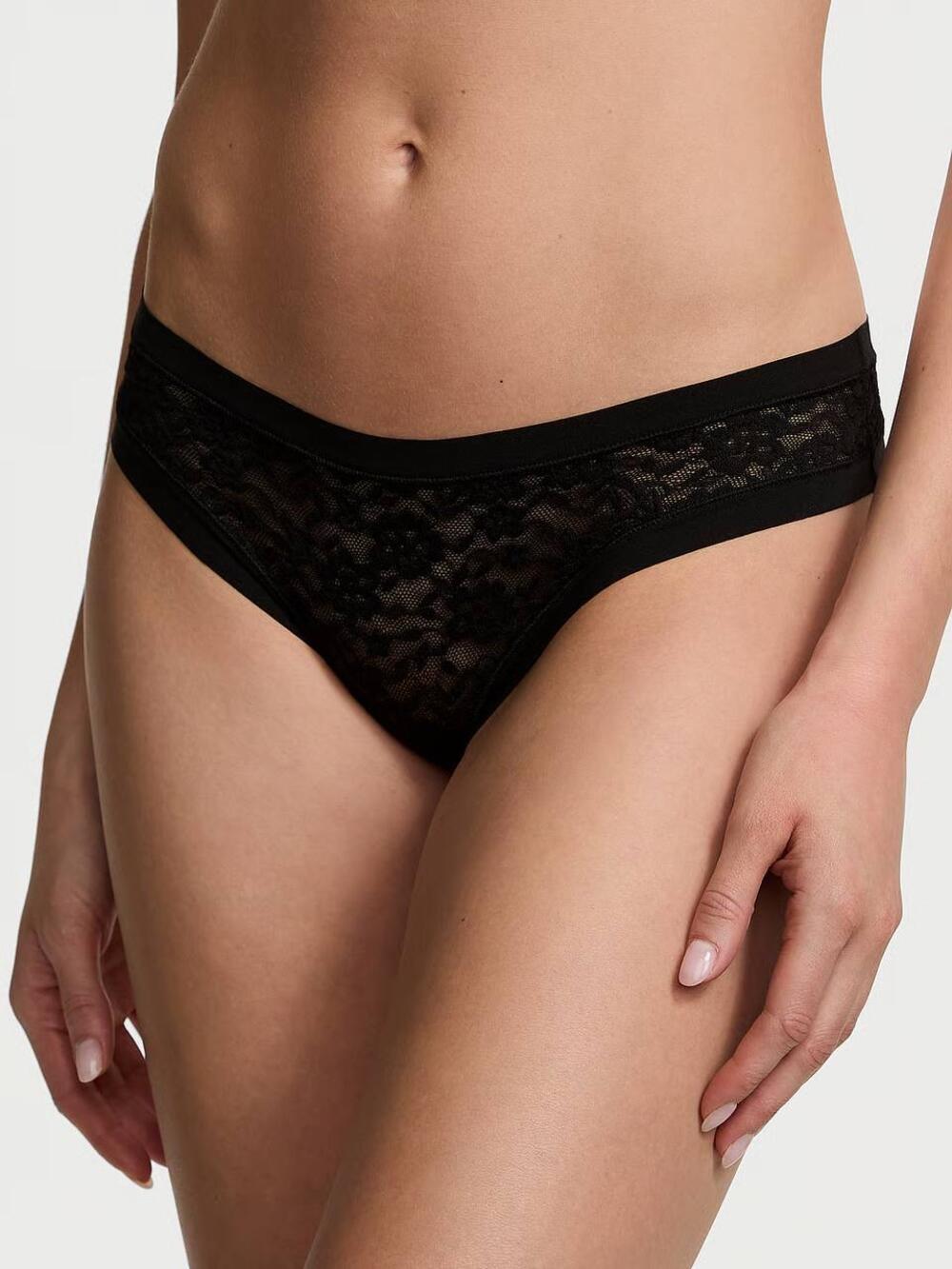 No-Show Lace Thong Panty Розмір С Black 54A2
