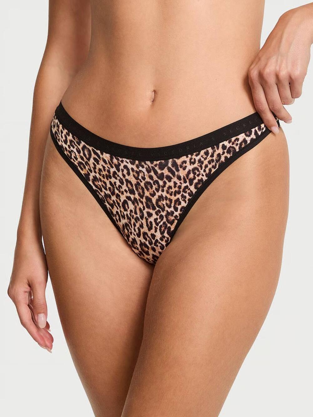 Stretch Cotton High-Leg Thong Panty Розмір М Natural Leopard 7BHK
