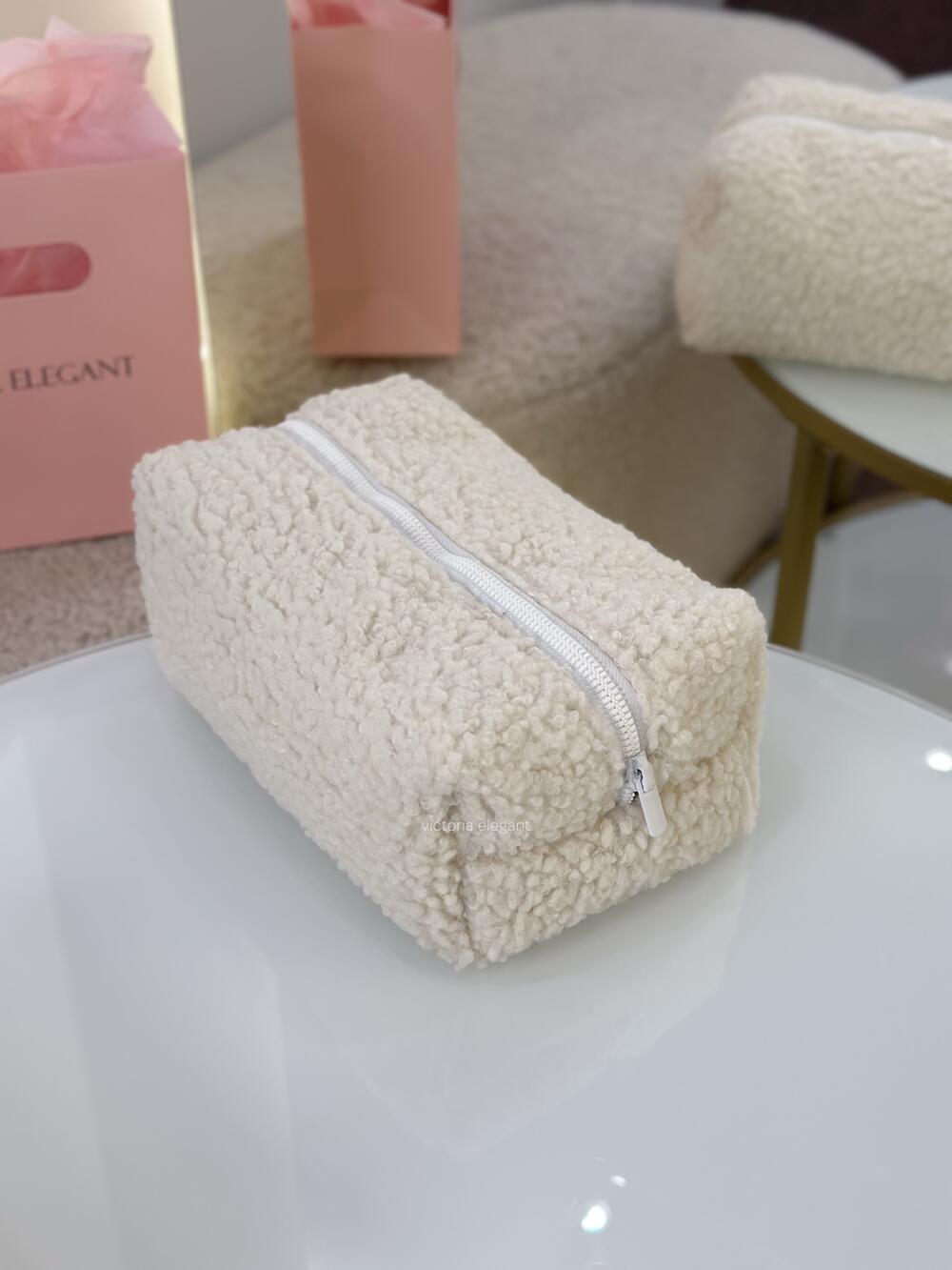 Плюшева косметичка Плющ білий, Медіум