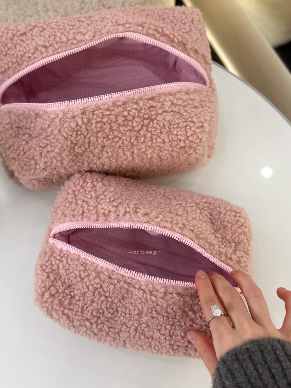 Плюшева косметичка Плющ рожева, Медіум