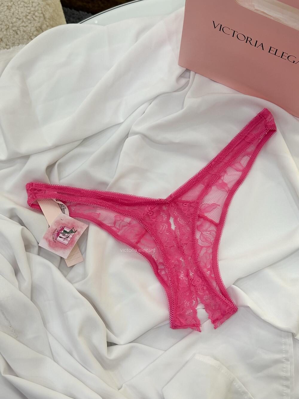 Rose Lace High-Leg Crotchless Thong XS Ultra Pink 00T2