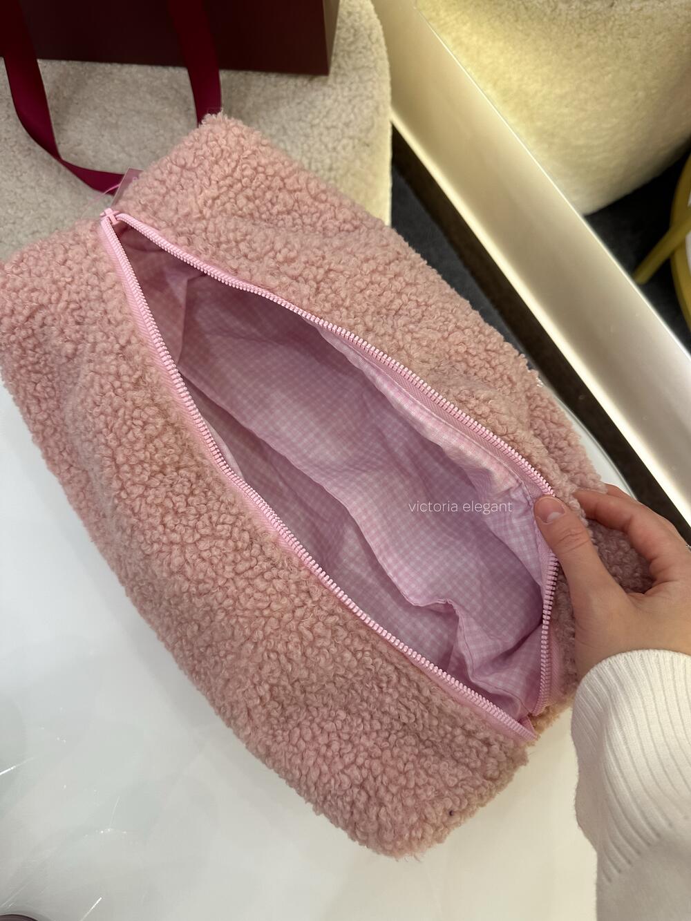 Плюшева косметичка Плющ рожева, кейс(дайсон)