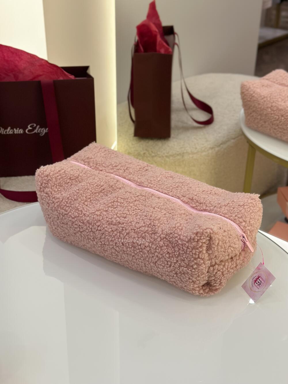 Плюшева косметичка Плющ рожева, кейс(дайсон)