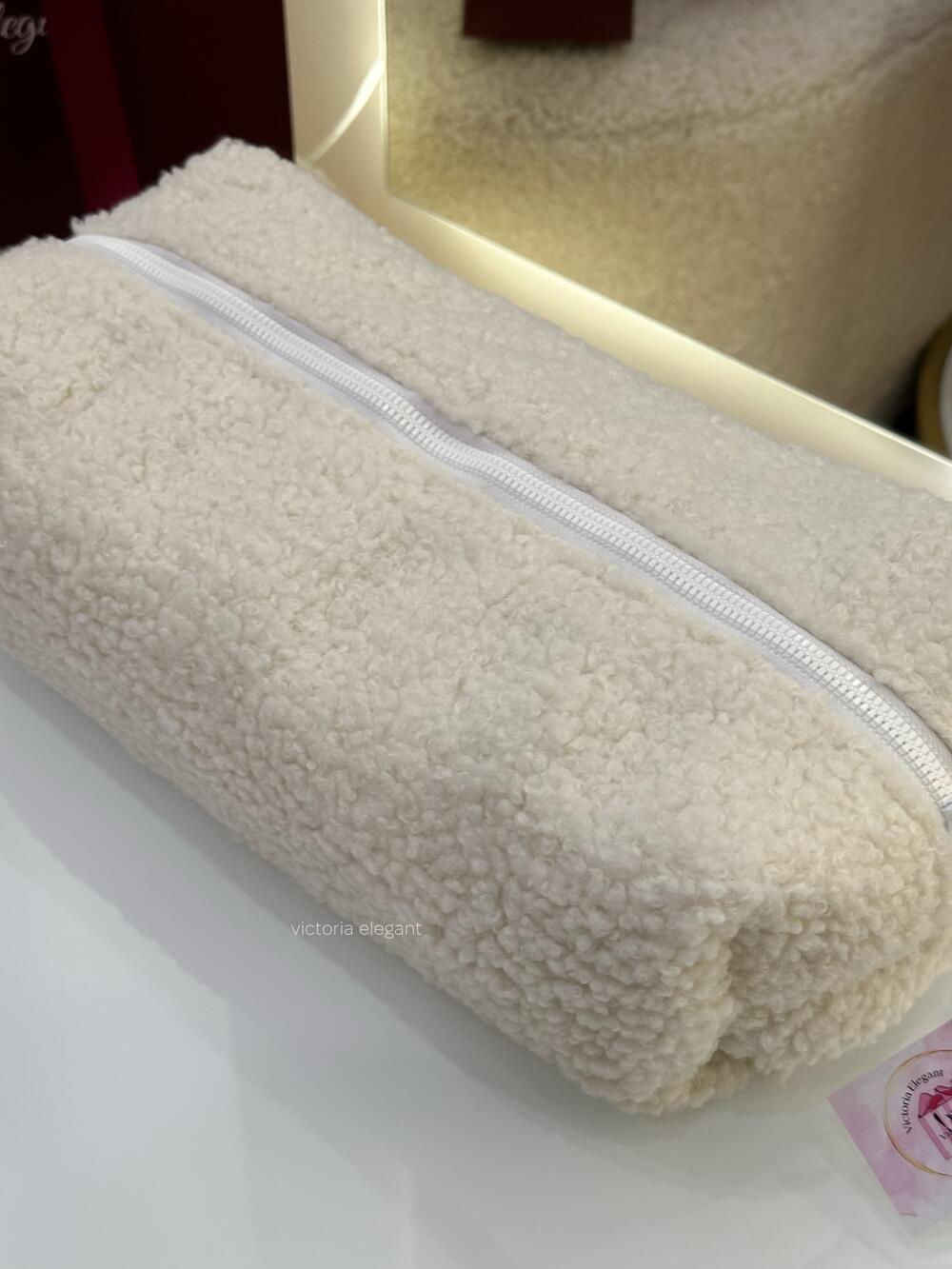Плюшева косметичка Плющ білий, кейс(дайсон)