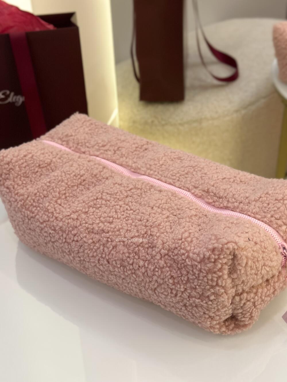 Плюшева косметичка Плющ рожева, кейс(дайсон)