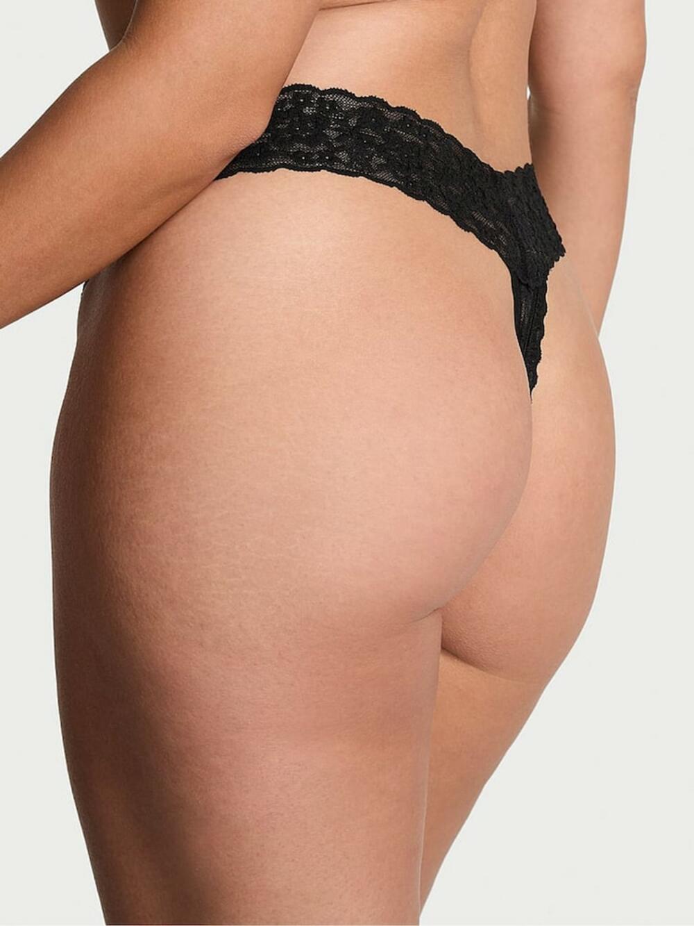 Мереживні стрінги Розмір S чорні з камнями