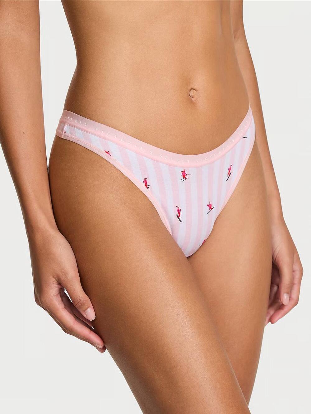 Stretch Cotton Стрінги Розмір S Pink Skier Stripes (7130)