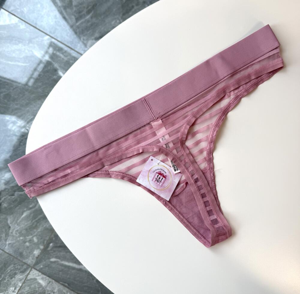 Трусики стрінги Logo Cotton Розмір S сітка ніжно рожеві