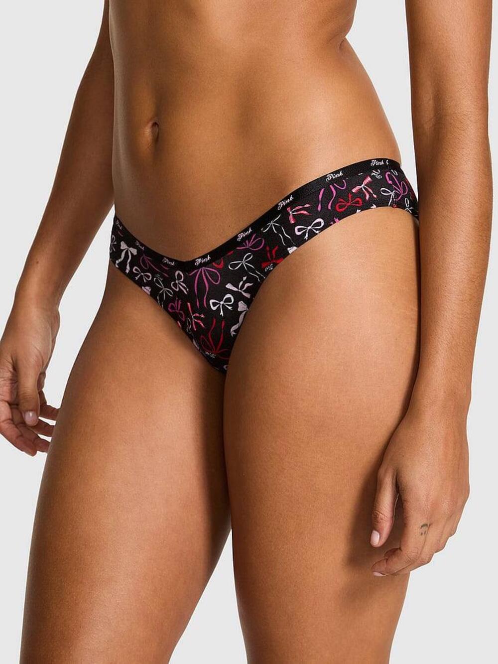 Logo Cotton Tanga Panty Розмір С Black Bow Print (7E3P)