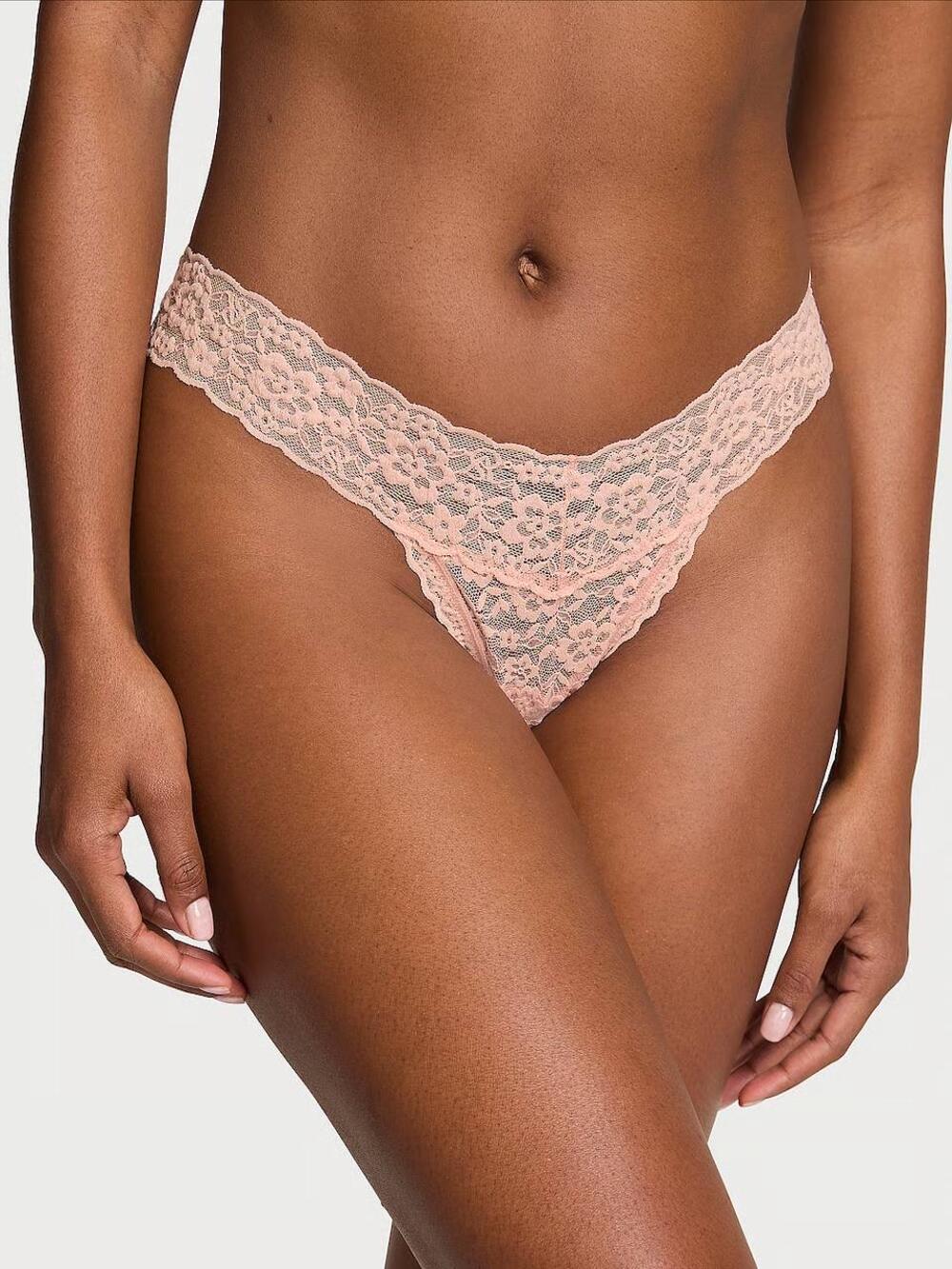 Lace Strappy-Back String Thong Panty Розмір S Peach (16W9)
