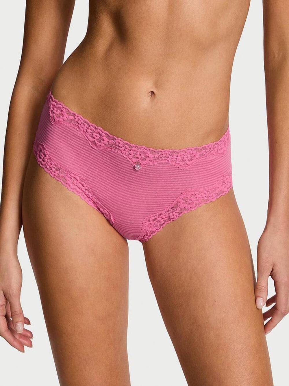 Cotton Lace-Waist Cheeky Panty Розмір S VS Rose Garden Pink (91S3)