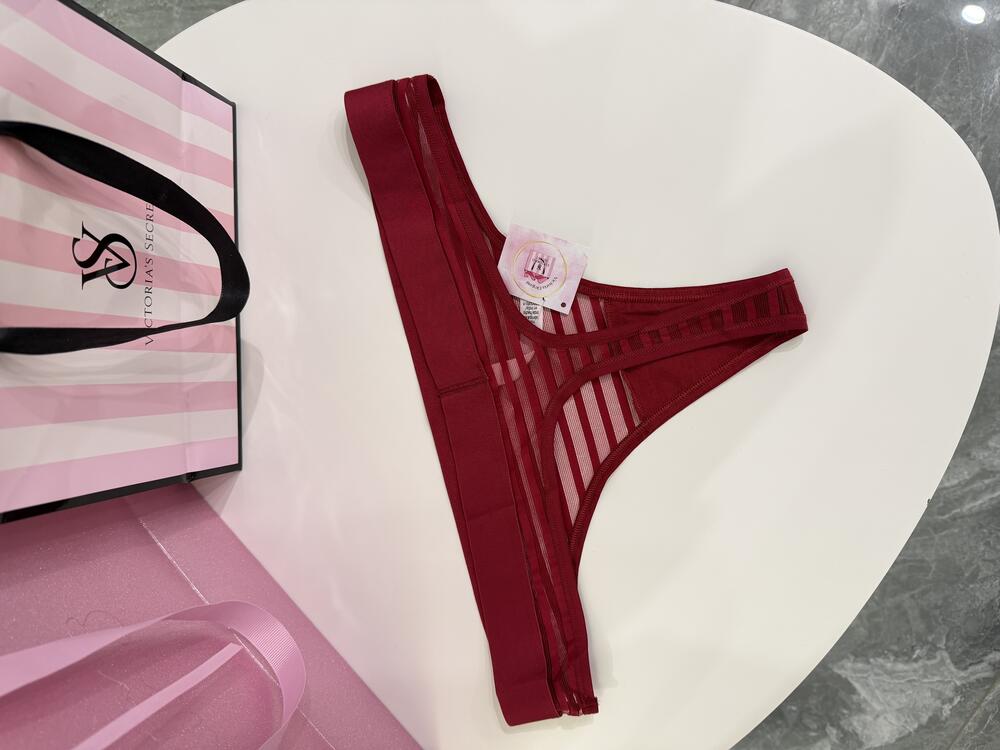 Трусики стрінги Logo Cotton Розмір S сітка бургунді