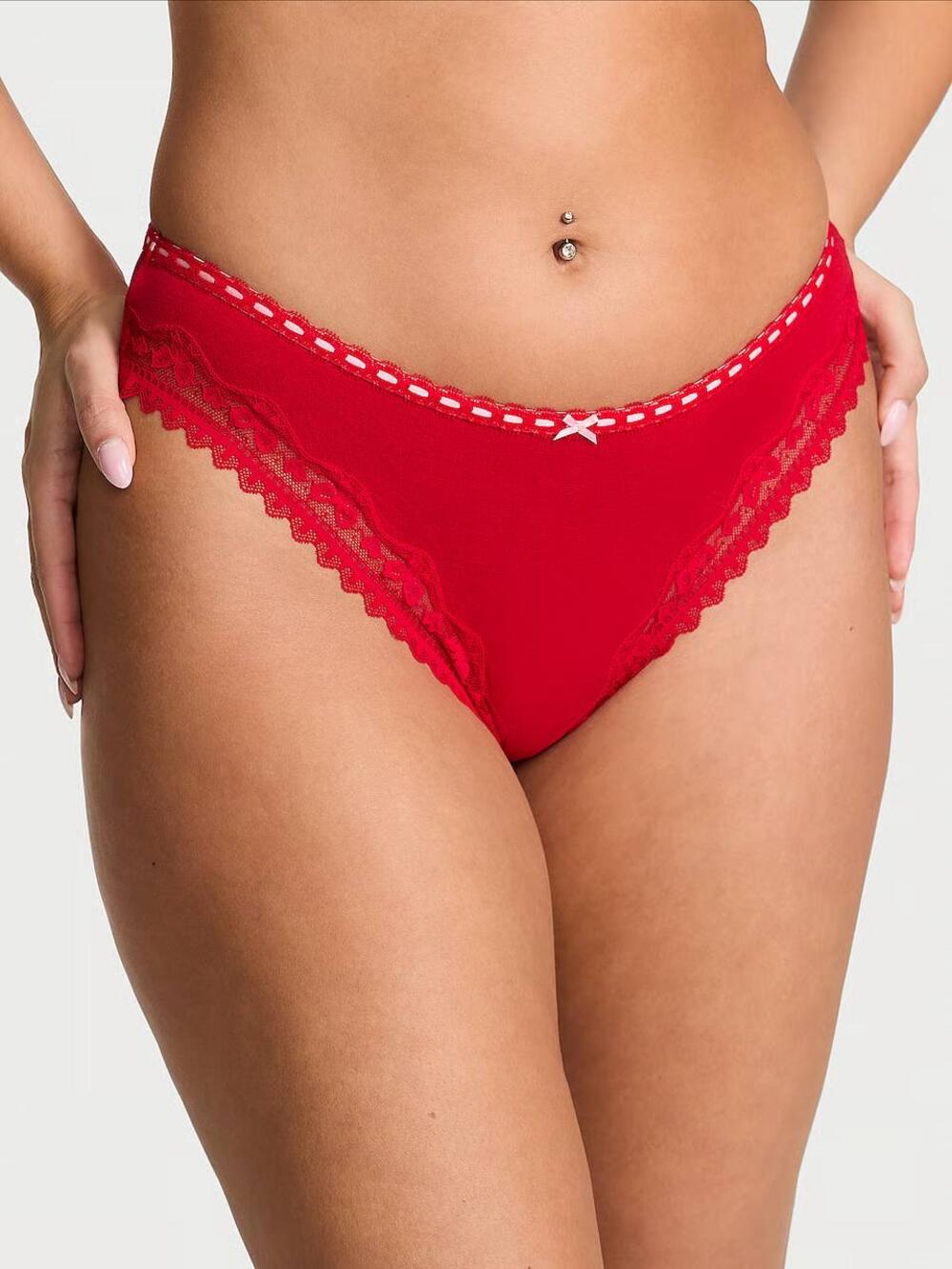Lacie Lace-Up Bow String Thong Panty Розмір С Lipstick (7ICW)