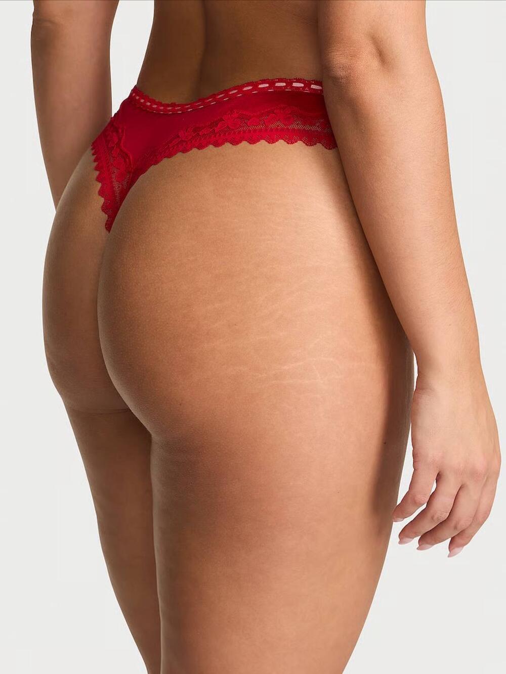 Lacie Lace-Up Bow String Thong Panty Розмір С Lipstick (7ICW)