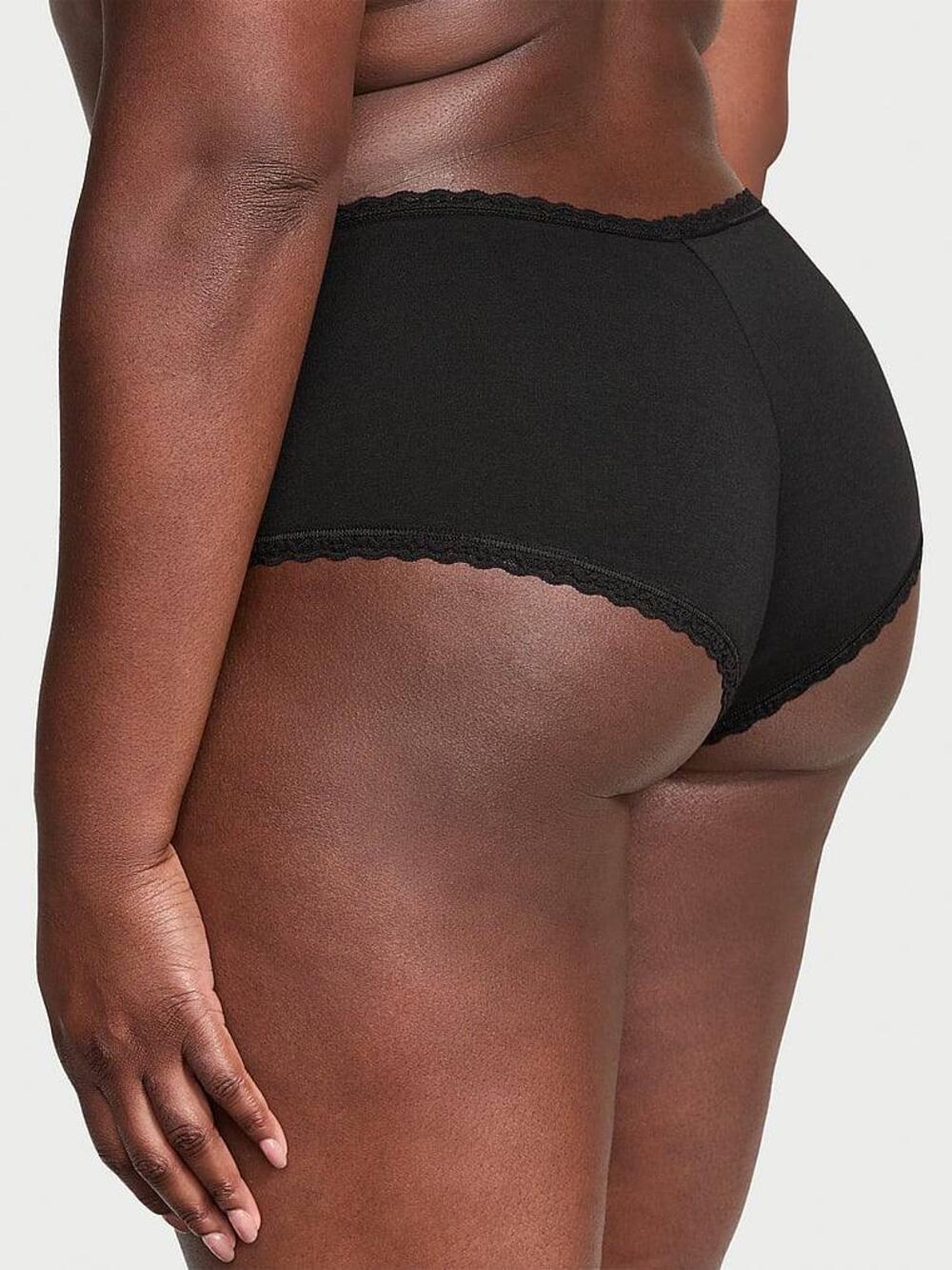 Cotton Lace-Waist Cheeky Panty Розмір M VS Pure Black