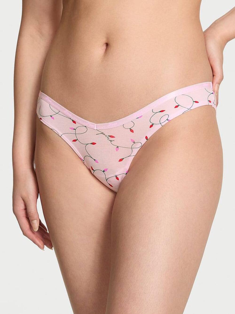Logo Cotton Tanga Panty Розмір С Pink Tulip Lights Print (7HX6)