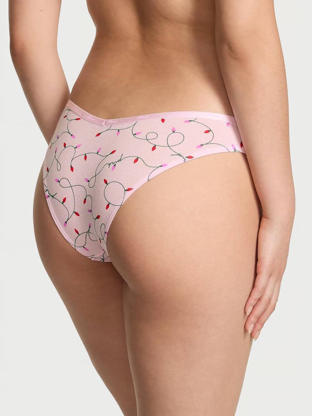 Logo Cotton Tanga Panty Розмір С Pink Tulip Lights Print (7HX6)